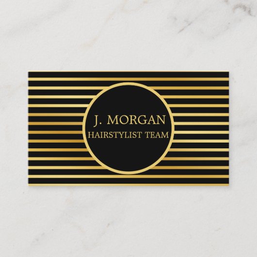 ロゴの円を追加カスタムエレガント黒金ゴールド 名刺 (正面)