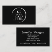 ロゴの円を追加カスタムプロフェッショナル黒い部分 名刺 (正面/裏面)