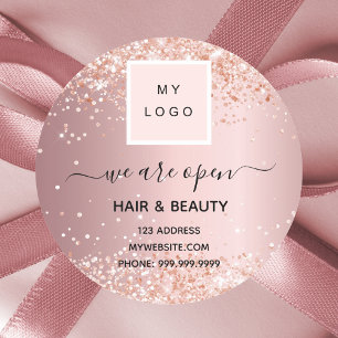 ロゴの再オープニングヘア美しいサロンバラ金ゴールド ラウンドシール