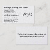 ロゴの写真、伝統の看護およびリハビリテーション、800… 名刺 (正面/裏面)