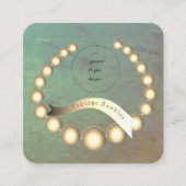 ロゴの古いティール（緑がかった色）と金ゴールドカラーボーブル スクエア名刺 (正面)