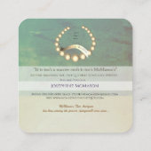 ロゴの古いティール（緑がかった色）と金ゴールドカラーボーブル スクエア名刺 (裏面)