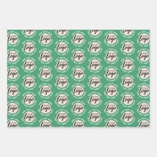 ロゴの周りにテキストを追加 - ビジネス名入り ラッピングペーパーシート (正面2)