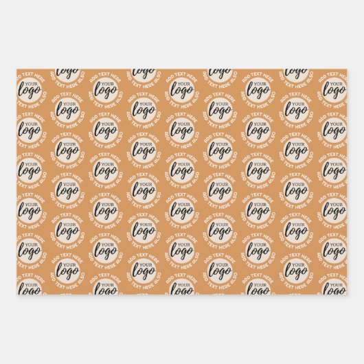 ロゴの周りにテキストを追加 - ビジネス名入り ラッピングペーパーシート (正面)