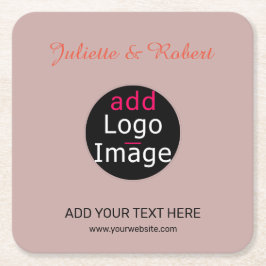 ロゴの埃結婚っぽいバラのHue Artの追加 スクエアペーパーコースター