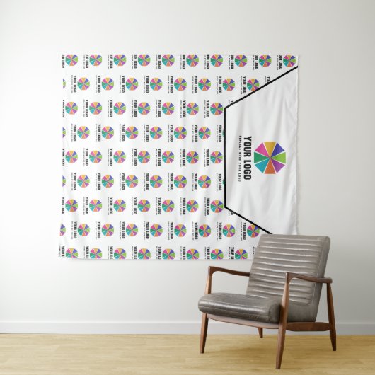 ロゴの大きい背景とパターンのプロモーション背景 タペストリー (インサイチュ(横))