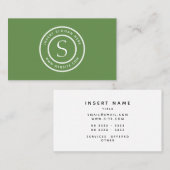 ロゴの専門の明白でシンプルでモダンな緑 名刺 (正面/裏面)