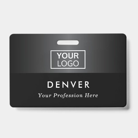 ロゴの従業員名のタイトルを黒い灰色のグラデーションで追加 バッジ (正面)