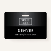 ロゴの従業員名のタイトルを黒い灰色のグラデーションで追加 バッジ (正面)