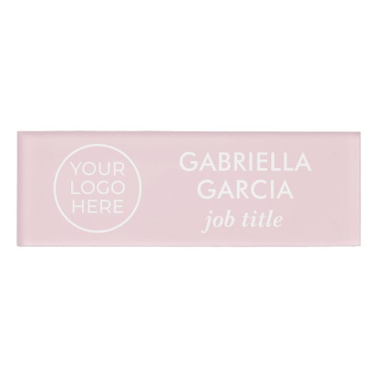 ロゴの従業員名タグをピンク色にする 名札 (正面)
