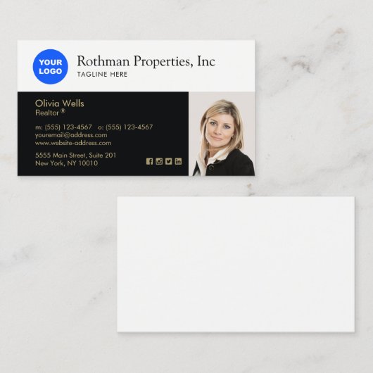 ロゴの挿入実在エステートエージェントのフォトプロフェッショナル 名刺 (正面/裏面)