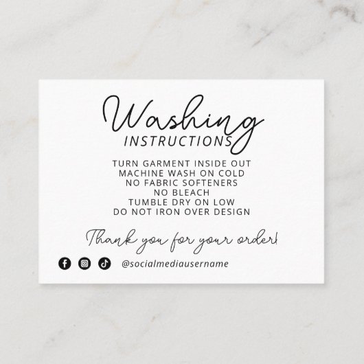 ロゴの服飾の気に指示製品インサート 名刺 (裏面)