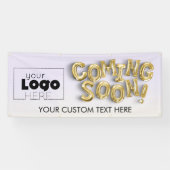 ロゴの来すぐに金ゴールド文字バルーンを屋外に追加 横断幕 (横)