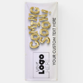 ロゴの来すぐに金ゴールド文字バルーンを屋外に追加 横断幕 (縦)