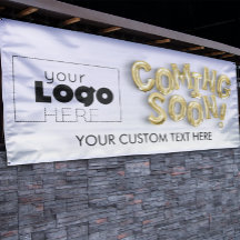 ロゴの来すぐに金ゴールド文字バルーンを屋外に追加