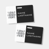 ロゴの横のシンプル白黒名モダンの追加 バッジ (表裏)