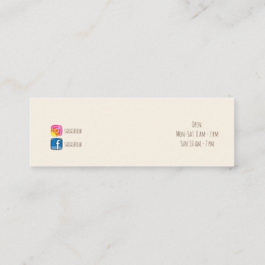 ロゴの水彩画のコーヒー・マグおよび花のカフェ コーリングカード (裏面)