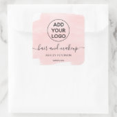 ロゴの水色のブラシストロークのヘアメイクアップ スクエアシール (バッグ)