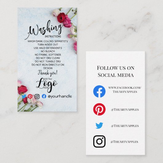 ロゴの洗い方を追気に加する 名刺 (正面/裏面)