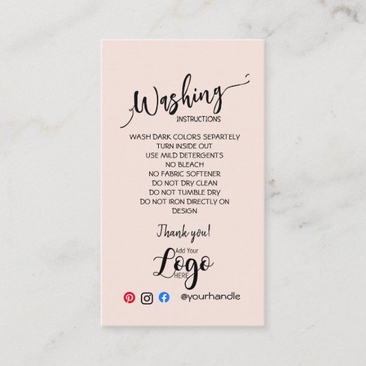 ロゴの洗浄指示カードを気に追加する 名刺 (正面)