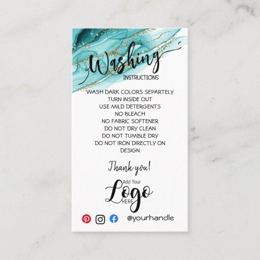 ロゴの洗浄指示カードを気に追加する 名刺 (正面)