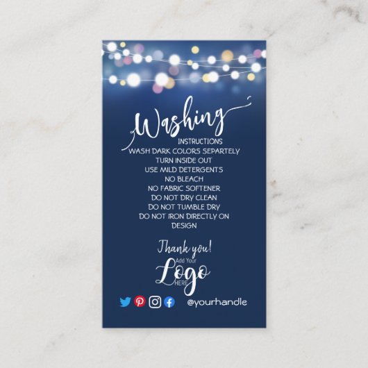 ロゴの洗浄指示カードを青色で気に追加します 名刺 (正面)