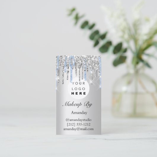 ロゴの点滅の拡張メイクアップアーティストシルバー 名刺 (スタンド正面)