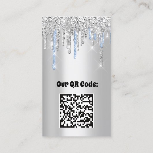 ロゴの点滅メイクアップアーティストが青いQRコードを乾燥 名刺 (裏面)