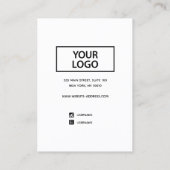 ロゴの白いイヤリングディスプレイを追加するギフト 名刺 (裏面)