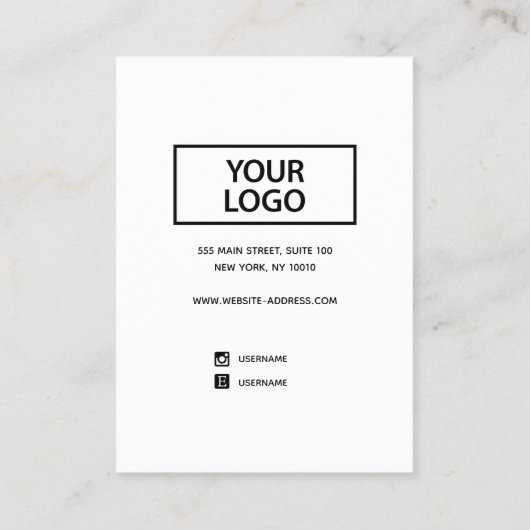 ロゴの白いイヤリングディスプレイを追加するギフト 名刺 (裏面)