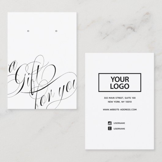 ロゴの白いイヤリングディスプレイを追加するギフト 名刺 (正面/裏面)