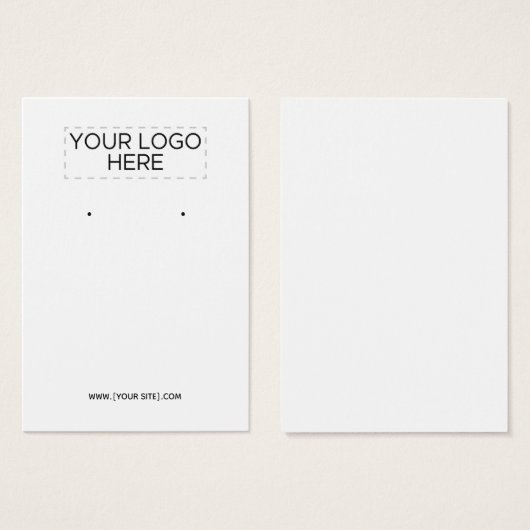 ロゴの白いイヤリングディスプレイカード (正面&裏面)