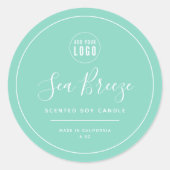 ロゴの白の編集可能縁ど色を追加する ラウンドシール (正面)