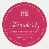 ロゴの白の編集可能縁ど色を追加する ラウンドシール (正面)