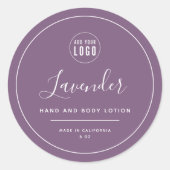 ロゴの白の編集可能縁ど色を追加する ラウンドシール (正面)