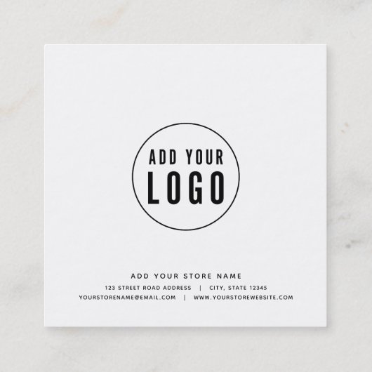 ロゴの白の編集可能縁ど色を追加する 割引カード (裏面)