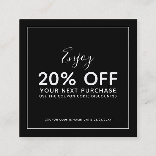 ロゴの白の編集可能縁ど色を追加する 割引カード (正面)