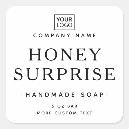 ロゴの白または任意の色正方形の製品ラベルを追加する スクエアシール (正面)