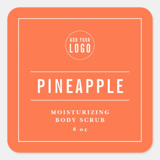 ロゴの白縁ど線と線の色をカスタム追加 スクエアシール (正面)