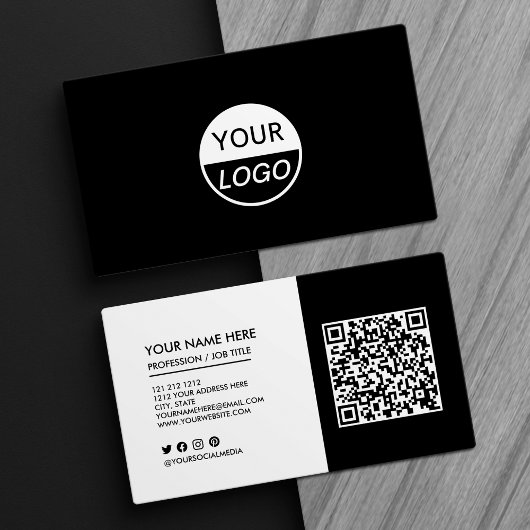 ロゴの白黒の追加プロフェッショナル 名刺