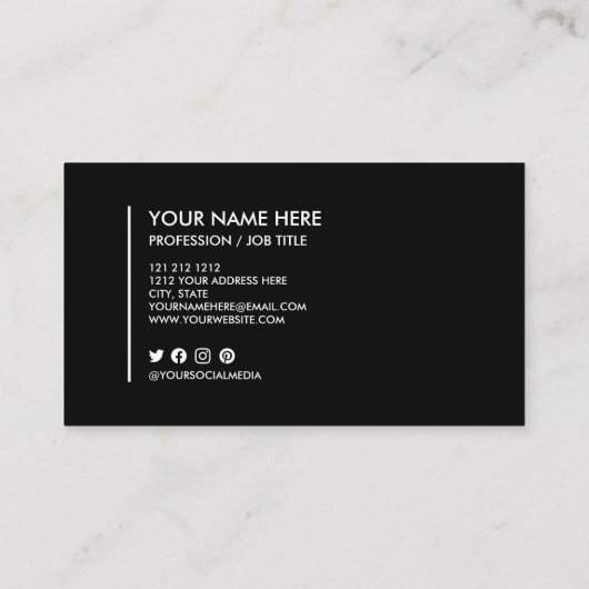 ロゴの白黒ミニマリストの追加 名刺 (裏面)