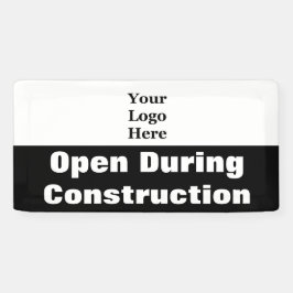 ロゴの白黒建築中に開く 横断幕