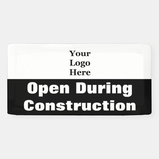 ロゴの白黒建築中に開く 横断幕 (横)