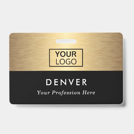 ロゴの社員名のタイトルを黒のゴールデングラデーションに追加 バッジ (正面)