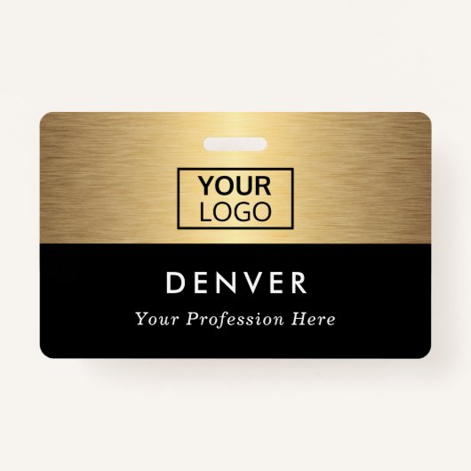 ロゴの社員名のタイトルを黒のゴールデングラデーションに追加 バッジ (正面)