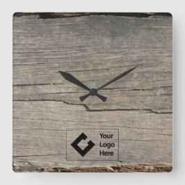 ロゴの素朴な木製の質 スクエア壁時計