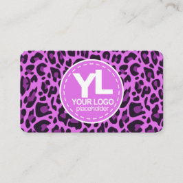ロゴの紫のヒョウ印刷ロカビリーパターン 名刺