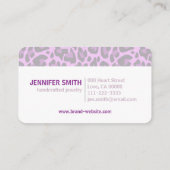 ロゴの紫のヒョウ印刷ロカビリーパターン 名刺 (裏面)