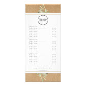 ロゴの緑素朴のサロンサービスメニュー ラックカード (正面)