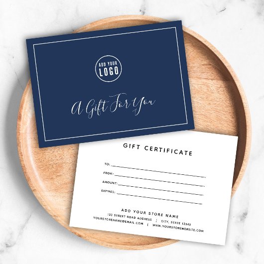ロゴの編集可能なカラーギフト証明書の追加